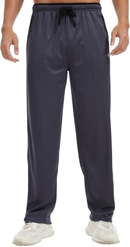 YuKaiChen Men's Jogging Bottoms Straight Leg Tracksuit Bottoms Open Hem Loose Fit Lightweight Quick Dry Jogging Pants