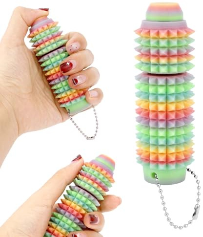 Fukaisu Spiky Grippie Stim Fidget Roller, Tragbarer Stacheliger Spinner Clicker Fidget Spielzeug Rotierendes Sensorisches Gadget für Fokus Entspannung Erwachsene Jugendliche Neuheit Geschenk (Bunt)