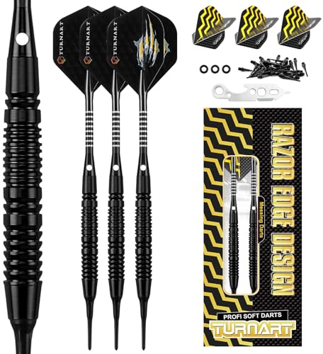 Turnart Dartpfeile mit Kunststoffspitze,18g Brass Softdarts,dartpfeile Profi für Elektronische Dartscheibe,Dart Set mit 30pcs Dartpfeil Spitzen 6 Flights 6 Flügen 1 Werkzeug und 3 O-Ringe | 18g Dartpfeile Profi für Elektronische Dartscheibe,Dart Set mit 30 pcs Dartpfeil Spitzen 6 Flights 1 Werkz