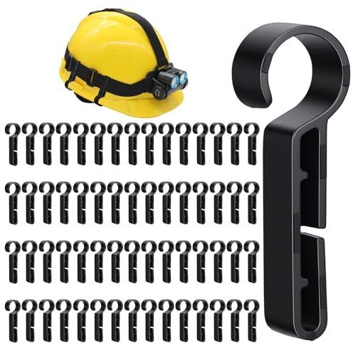 Classicseali 60PCS Hard Hat Light Clips, Durable and Lightweight Hard Hat Clips, Non-Slip Hards Hats Clip for Headlamp, Suitable for Headlights, LED Light Helmets, Black