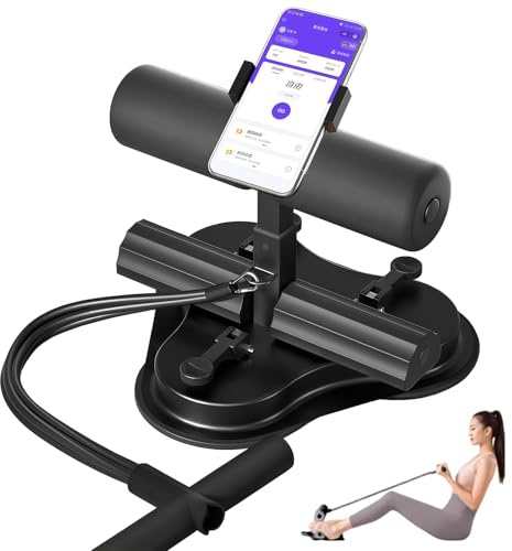 Zenselect Tragbare Sit Up Bar, Selbstsaugung Sit Up Hilfe, Situp Trainingsgerät mit Drie Saugnäpf, Sit-Ups Assistent Gerät mit Handyhalterung für Home Gym (Schwarz)