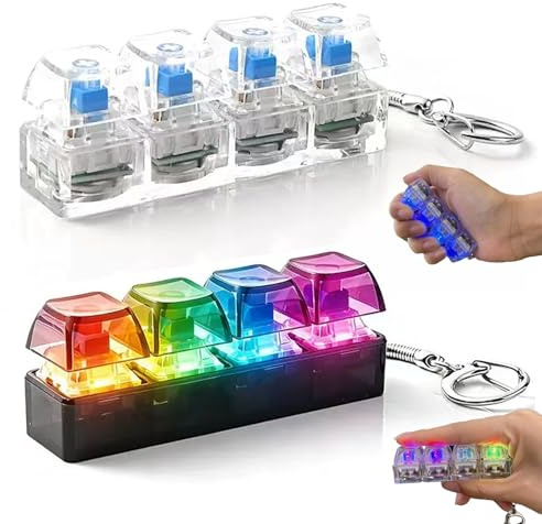 Tastatur Fidget – Tastatur SchlüSselanhäNger Mit Led Licht, 4-Tasten Anti Stress Tastatur AnhäNger, Fidget Tastatur FüR Stressabbau, Spielzeug FüR BüRo, Schule & Reisen, Erwachsene & Kinder (A)