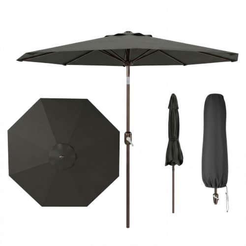 Sonnenschirm 270 cm mit Kurbelbedienung & Neigefunktion, UV50+ wasserabweisend, robuster Gartenschirm mit 8 Rippen für Garten, Terrasse, Balkon & Pool