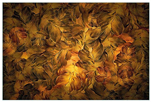Wallario Küchenrückwand selbstklebend 90 x 60 cm, Motiv: Goldene Blätter in Ölfarben | Spritzschutz abwischbar & pflegeleicht