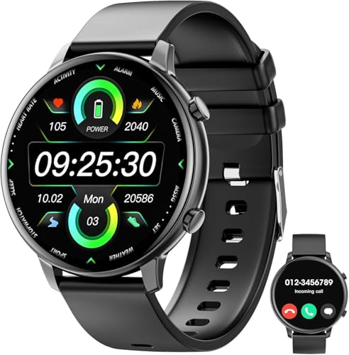 Hwagol Montre connectée pour Homme et Femme, 1,39 HD avec sommeil/SpO2/cardiofréquencemètre, Montre Ronde podomètre pour Femme avec Plus de 140 Sports, Compatible avec iOS et Android