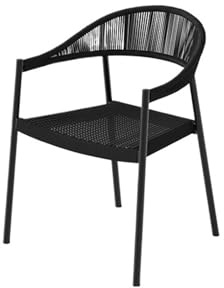 KIBONCY Modern Patio Dining Set Black Metal Backyard Bistro Furniture Table And Woven Rope Chairs For Outdoor Bar Cafe Garden BBQ Balcony Porch Veranda Lawn Pieces(C)