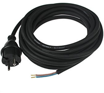 as - Schwabe Cavo di collegamento per trapani – 5 m in gomma H07RN-F 2 x 1,0 mm – Spina per contorno con filo – Cavo adattatore con terminali – cantieri e commerciali – IP44 – nero 70552