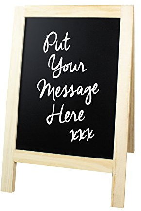Global Gizmos Mini Chalkboard Easel ~ Includes Chalk ~ Black, Wooden ~ Message, Memo, List ~ 50920