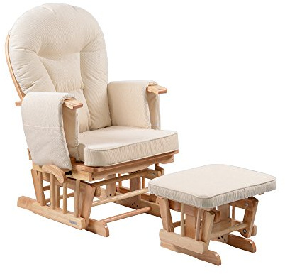 Kidzmotion Sereno Nursing Glider maternity rocking chair with glide lock and footstool … (Natural)