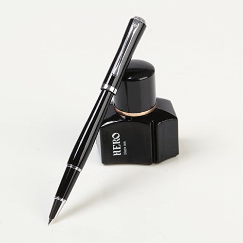 Gullor 1096 fine nib fountain pen with an bottle ink - black