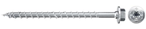 fischer Power-Fast FPF-HT 10,0 x 100 ZPP - Holzbauschrauben mit Teilgewinde und Sechskantkopf für den konstruktiven Holzbau, blauverzinkt - 50 Stück - Art.-Nr. 659412, 10,0x100