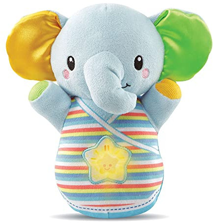 VTech - Éléphanteau Dodo Bleu, Peluche Éléphant Bébé Interactive et Apaisante, Veilleuse Musicale Nomade, Berceuses et Sons de la Nature, Cadeau de Naissance - Contenu en Français