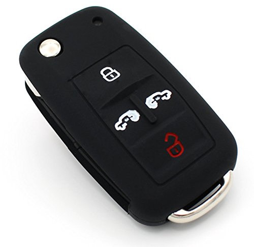 Schlüssel Hülle VE für 4 Tasten Auto Schlüssel Silikon Cover von Finest-Folia (Schwarz)