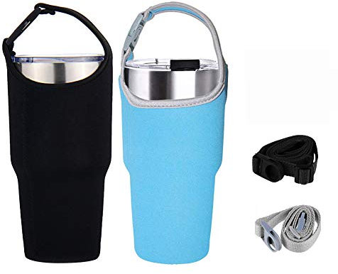 HomDSim 2 Pack Tumbler Carrier Holder, Neoprene Tumbler Sleeve with Carrying Handle, Water Bottle Carrier Pouch Fit for YETI Rambler Ozark Trail Rtic and More