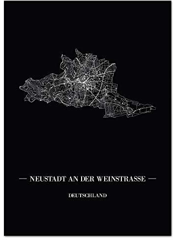JUNIWORDS Stadtposter - Wähle Deine Stadt - Neustadt an der Weinstraße - 60 x 90 cm Poster - Schrift A - Schwarz