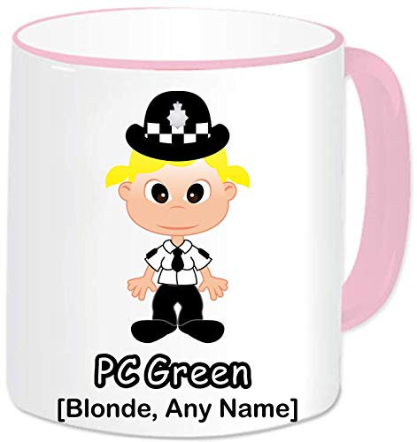 Female Police Mug - Personalised Police Gifts - Add Name and Text - Police Officer Policewoman Novelty Presents Idea (Short Blonde Hair)