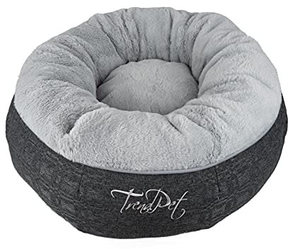 TrendPet Lunabed - Das runde Kuschelbett für Hunde und Katzen (Grau, S)