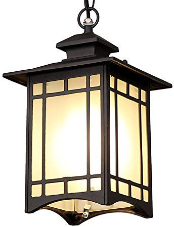 Mengjay Retro schwarz Außen-Hängeleuchte Wasserdichte Hängelampe Höhenverstellbar E27 Pendelleuchte Aluminium Aussen Innen Garten Laterne für Terrasse Pavillon Balkon Trauben Rahmen