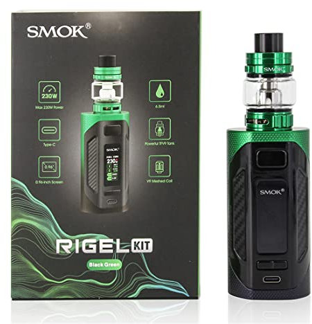 Smok Rigel Kit - Original Smok 230W Rigel Box Mod avec 6.5ml TFV9 Tank V9 Meshed Coil Vaporizador de cigarrillos electrónicos
