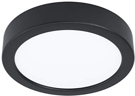 EGLO LED Deckenleuchte Fueva 5, Ø 16 cm, 1 flammige Aufbauleuchte aus Stahl und einer Kunststoff Leuchtfläche, Deckenlampe in Schwarz, Weiß, LED Aufbaulampe warmweiß