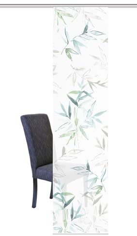 Vision S Schiebegardine BAMBORI, Digitaldruck auf Bambus-Optik, mit abstraktem Blätter-Motiv, 260x60cm, Farbe: Mint (Grün)