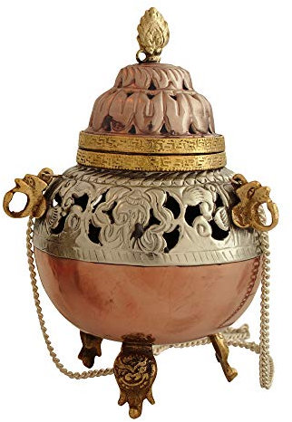 Bitto Räucherampel Räuchergefäß Kupfer - Weißmetall SAMRA, H: 12 cm, Ø 8 cm