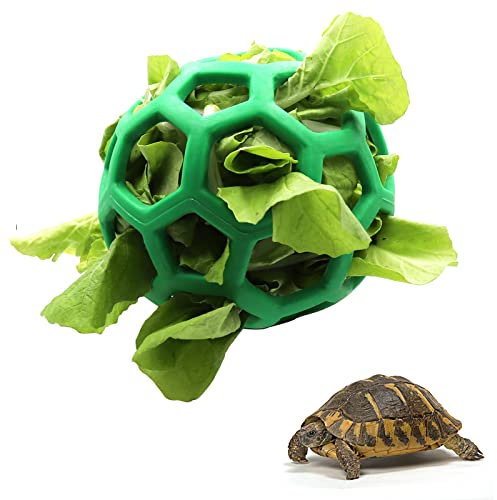 Together-life Tortoise Treat & Feeder Ball - Hangable, Grass, Fruit & Veggie Holder for Small Animals, Turtle, Green