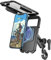 iMESTOU Waterproof Motorcycle Phone Mount IP67 with Wireless Qi/USB C 3.0 Charger Anti-Theft Handlebar Stem Cellphone Mounts Double Socket Arm Aluminum Base 720° Rotation for 3.5“-6.1 Smartphones