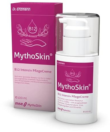 MythoSkin B12 intensiv Anti-Aging Creme 100 ml, straffend & regenerierend, Vitamin B3, B5, Biotin, A, E, Zink, Hyaluronsäure, Urea & Olivenöl