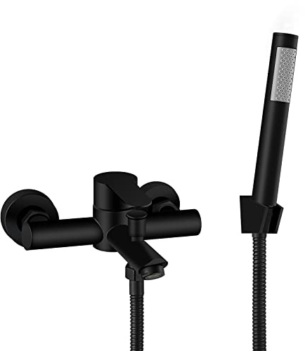 Aolemi SUS304 Stainless Steel 6 Single Lever Bath Shower Mixer Tap with Hand Held Shower - Matt Black