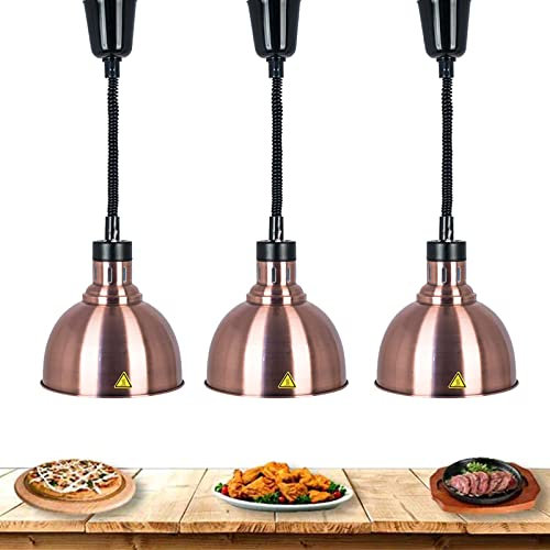 VFDZ Wärmebrücke, Wärmelampen für Essen, Infrarotlampen Wärmelampe, Höhenverstellbar, Warmhalten von Speisen, Speisenwärmer, 220V 250W 3 Stück