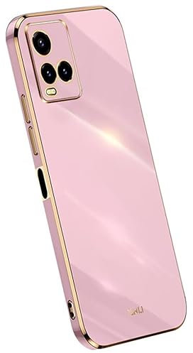 Topme Coque en Silicone pour Vivo Y21 / Vivo Y21s / Vivo Y33s 4G (6.51 inches), [ Etui Housse de Téléphone de Style Bord Doré] - Violet