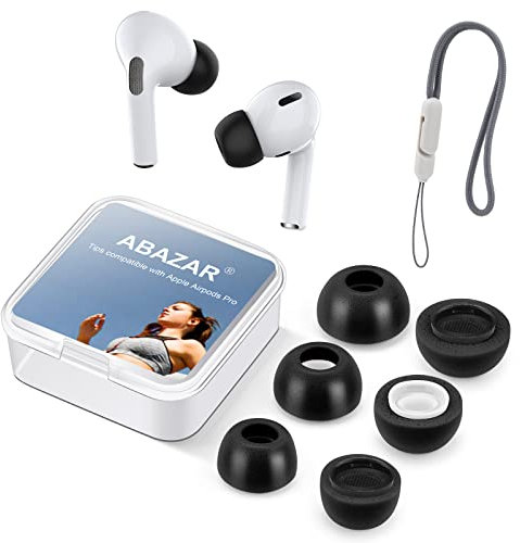 Memory-Schaumstoff-Spitzen für Apple AirPods Pro 2 Gen mit Umhängeband, Keine Silikon-Ohrstöpsel, rutschfeste Ohrstöpsel mit Staubnetz, passt in die Ladehülle, reduziert Lärm, 3 Paar (Verschiedene