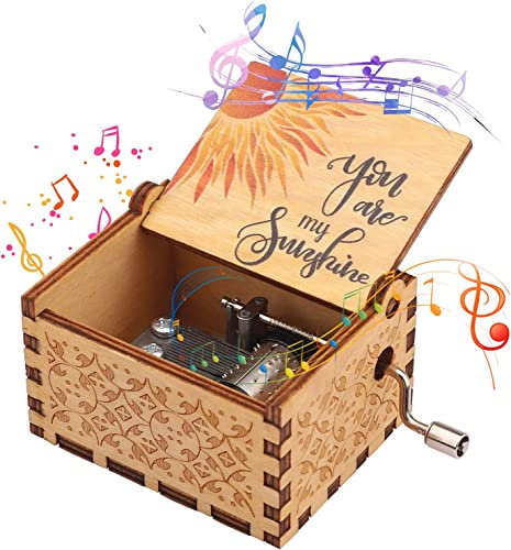 18 Note You Are My Sunshine Spieluhr Personalisierte Mini Spieluhr Geschenkbox Lasergravur Vintage Holz Handkurbel Spieluhr You Are My Sunshine Geschenke Spieluhren Holz Spieluhr Holz Geschenk