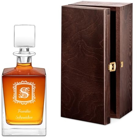 Maverton Cube Whiskykaraffe mit Gravur 810 ml, graviertes Whiskey Dekanter | Mit Namensgravur, Whiskyflasche für Paar zur Hochzeit, zum Hochzeitsjubiläum, zu Weihnachten, Ornament