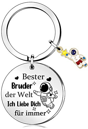 Bruder Schlüsselanhänger Ringe Männer Schlüsselring Gehen zur Universität Geburtstags Geschenk Schätzen Andenken Beste Bruder der Welt Weihnachten Familien Lieben Erinnerung Raumfahrer Niedlich