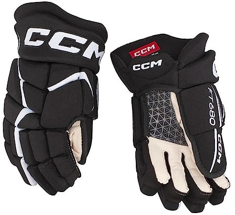 CCM Jetspeed FT680 Eishockey Handschuhe Senior (Schwarz/Weiß, Größe: 13)