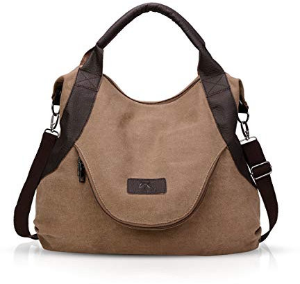 ADITAM Damen Canvas Umhängetaschen Casual Vintage Handtaschen Crossbody Bag Tote Umhängetaschen für Damen Kaffee