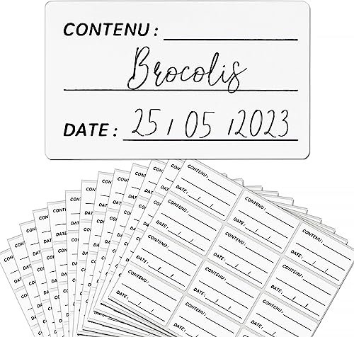 240Pcs 5cm*3cm Étiquette Autocollant Congelable Amovible Imperméable Personnalisable Conservation Stockage Aliment pour Bocaux Congélation Réfrigérateur Cuisine (Noir)