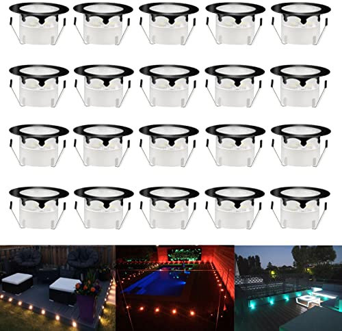 CHNXU 20er Set Terrassen Einbaustrahler RGBWW Boden Einbauleuchten Außen RGB + Warmweiß LED Treppen Beleuchtung Ø45mm Bodeneinbaustrahler IP67 Wasserdicht Einbauspots für Garten Küche Balkon, Schwarz