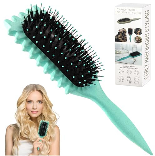 Curl Defining Brush, Curly Styling Hair Brush for Shaping and Combing Curly Hairs Brushes Boar Bristle Hair Brush Curl Defining Brushes for Girls Women Men Less Pulling and Curl Separation