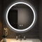 Warmiehomy Bathroom Mirror with LED Lights,Round 600mm Illuminated LED Bathroom Mirror with 3 Colour Dimmable Lights Demister Pad Touch Control,Black Frame