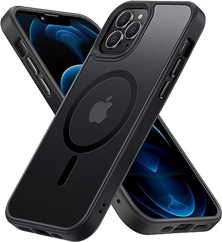 Gudoorla Magnetisch für iPhone 12 pro max Hülle, [Kompatibel mit MagSafe] [Nie Vergilbung] Stoßfeste Schutzhülle (Militärschutz) Dünne Handyhülle iPhone 12 pro max Case 6.7, Edel Schwarz