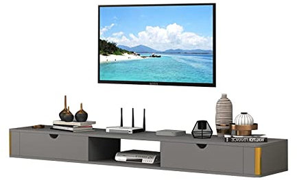 SORVA Wandmontiertes TV-Gerät Schwimmender TV-Ständer zur Wandmontage – Wand-TV-Schrank, Medienkonsole, Unterhaltungszentrum unter dem Fernseher für TV-Komponenten PS4/One/Kabelbox/DVD-Player/Spie