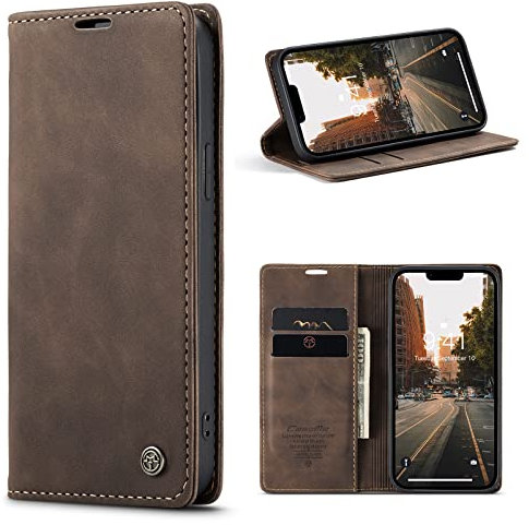 niloucase Kompatibel mit iPhone 15 Plus Hülle Leder,Magnetverschluss Premium PU Leder Flip Case,Standfunktion.-Kaffee Braun