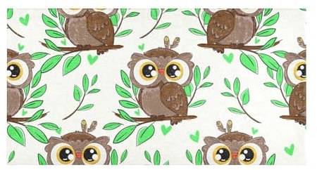 YOUJUNER Lange Badematte süße Eulen-Vogel-Muster Badteppich Saugfähig Badvorleger weich rutschfest Badezimmerteppich Duschvorleger Duschmatte