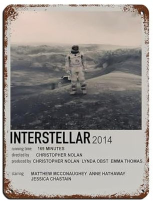 VesFy Interstellar Filmposter Wandkunst Retro Poster Metall Blechschild Chic Kunst Retro Eisen Malerei Bar Menschen Höhle Cafe Familie Garage Poster Wanddekoration 30 x 40 cm