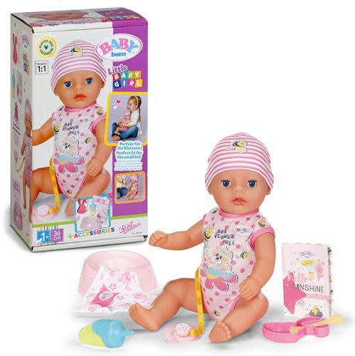 BABY born Little Magic Girl 835333 - Poupée de 36 cm avec 7 fonctions et accessoires réalistes - Fonctionne sans piles - Convient aux enfants dès 1 an
