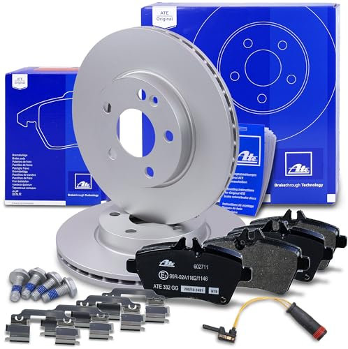 ATE Bremsenset Vorderachse inkl. Bremsscheiben vorne Ø 276 mm belüftet und Bremsbeläge vorne + Verschleißkontakt Kompatibel mit MERCEDES-BENZ A-Klasse (W169), B-Klasse Sports Tourer (W245)