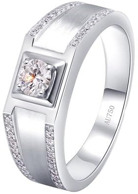 Whoiy Herren Ringe Gold 585, Solitär Runder Schnitt 0.3ct Diamant Verlobungsring 14K Echt Eheringe Trauringe Weissgold für Männer Großer 63 (20.1)